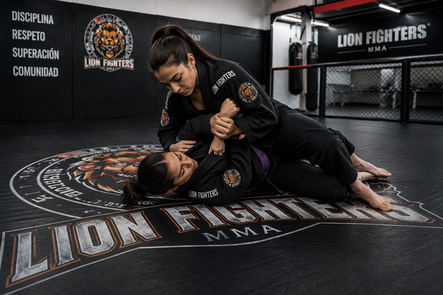 Mujeres entrenando Brazilian Jiu-Jitsu y artes marciales en Lion Fighters